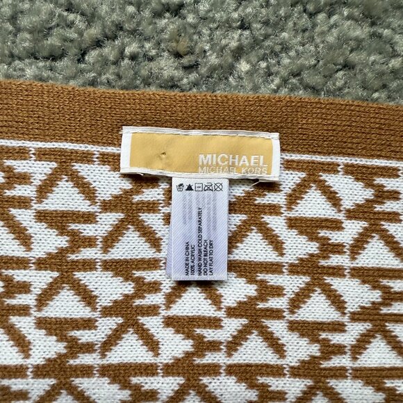 Michael Kors tan brown logo reversible scarf hat set new - Picture 3 of 3